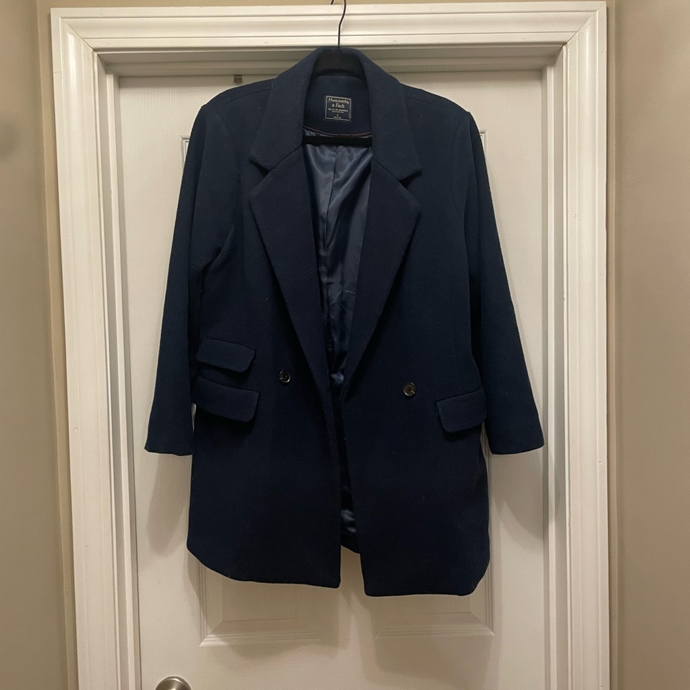 Abercrombie and Fitch AF Navy Wool-Blend Double-Breasted pea coat men’s L